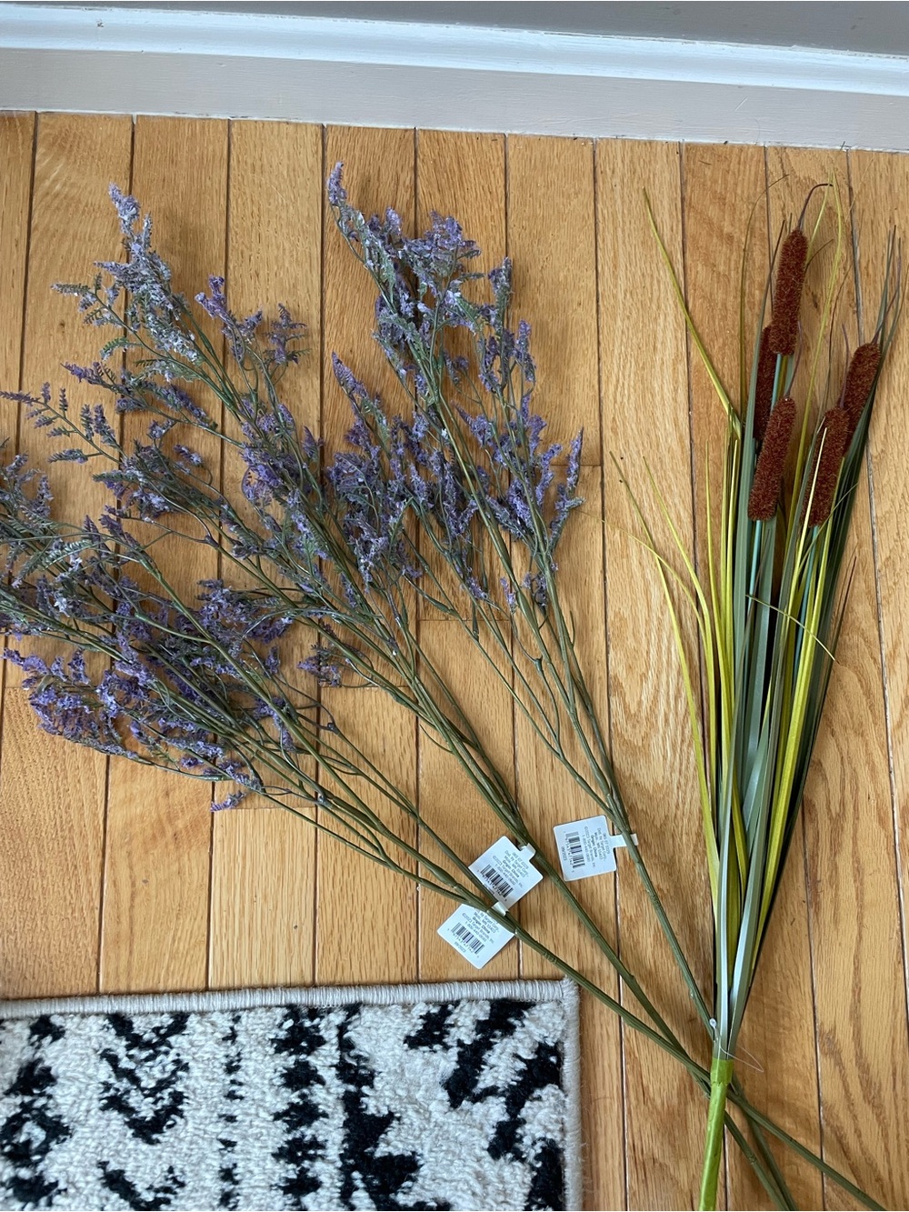 New Threshold Lavender and Cattail Faux Floral Stems - Purple & Brown